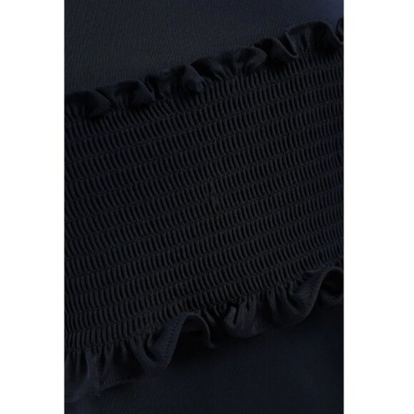 Anthropologie Tibi Ruffle Trimmed Cady Mini Dress Ruched Corset Pinafore Pockets - Picture 3 of 13